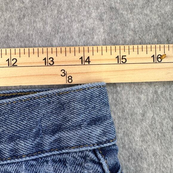 Pac-Sun Jean Shorts High Rise Relaxed WMN 26 Med Wash Distressed Raw Hem Denim - Picture 10 of 16